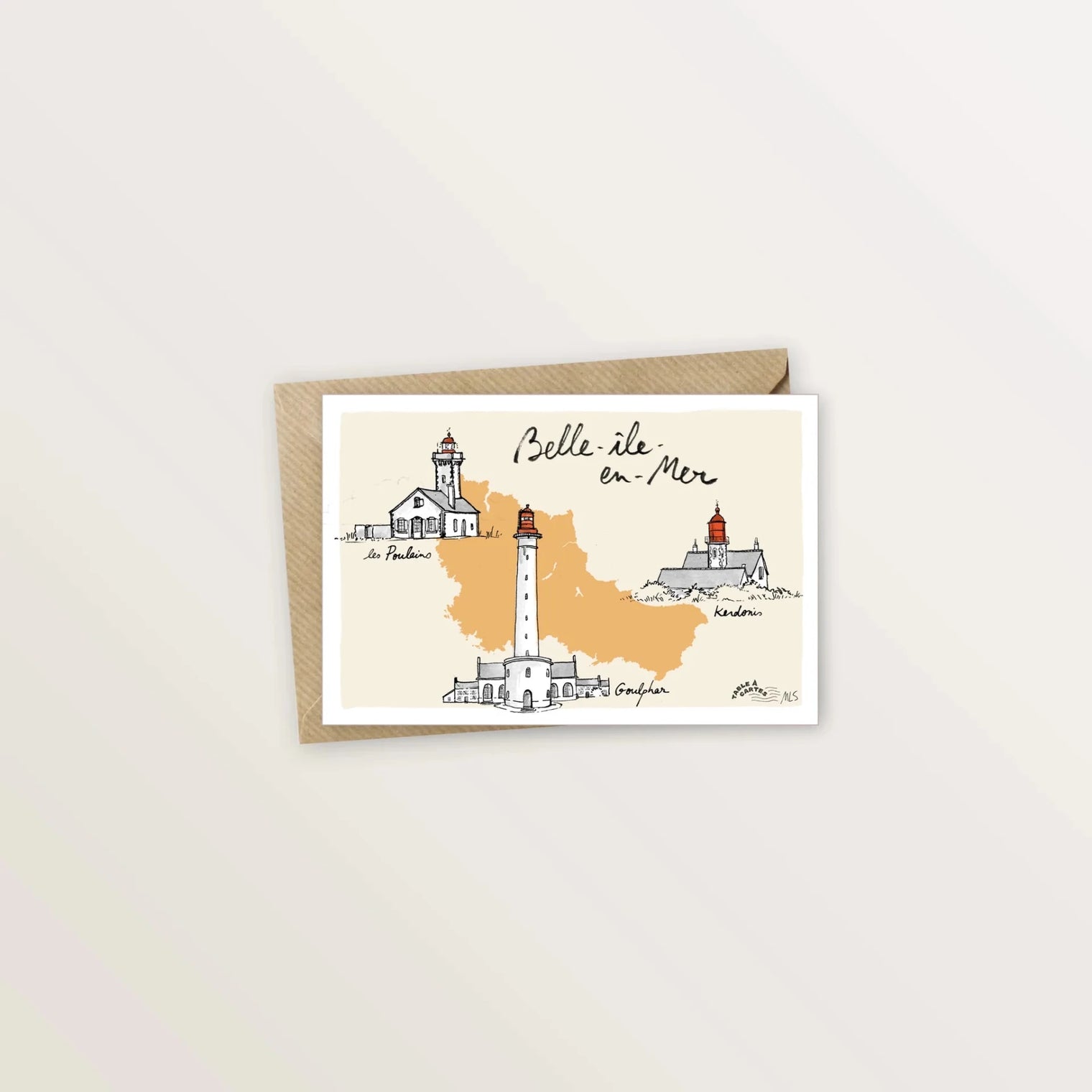 5 cartes postales : croisière dans le Morbihan - Table à cartes