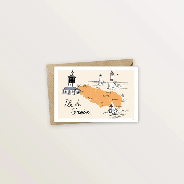 5 cartes postales : virée à Groix - Table à cartes
