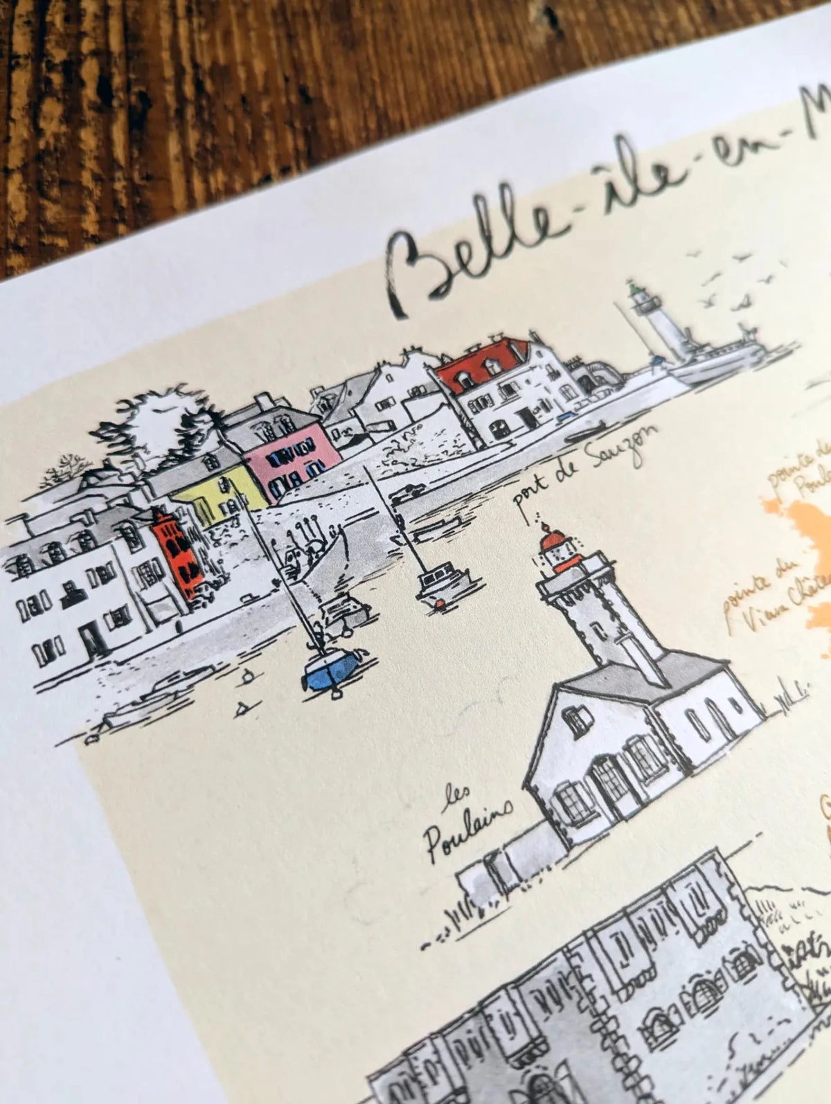 Détail de l'affiche Belle-Île-en-Mer : le port de Sauzon et le phare des Poulains