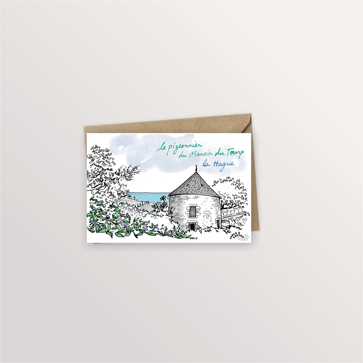 Carte postale La Hague - Le pigeonnier du manoir du Tourp, Table à cartes