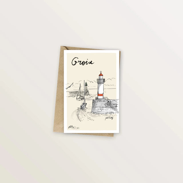Carte postale Groix - Entrée dans Port Tudy - Table à cartes