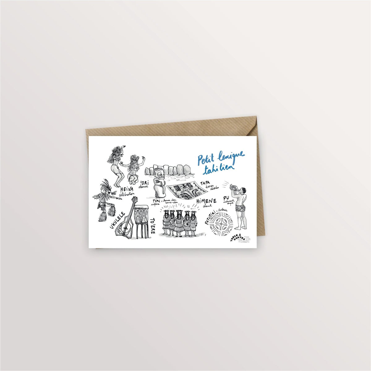 Carte postale lexique tahitien - Arts - Table à cartes