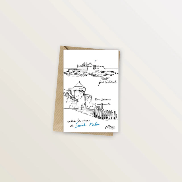 Carte postale Saint-Malo - Fort National et Piscine de Bon Secours - Table à cartes