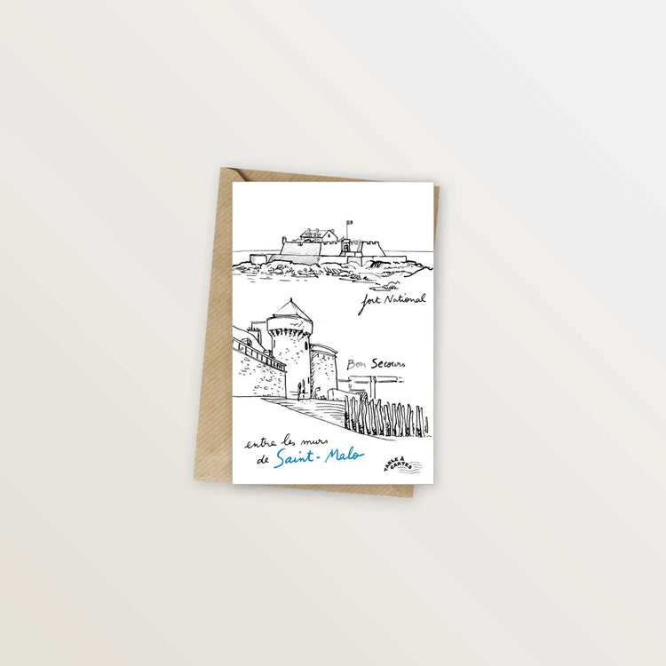 Carte postale Saint-Malo - Fort National et Piscine de Bon Secours - Table à cartes