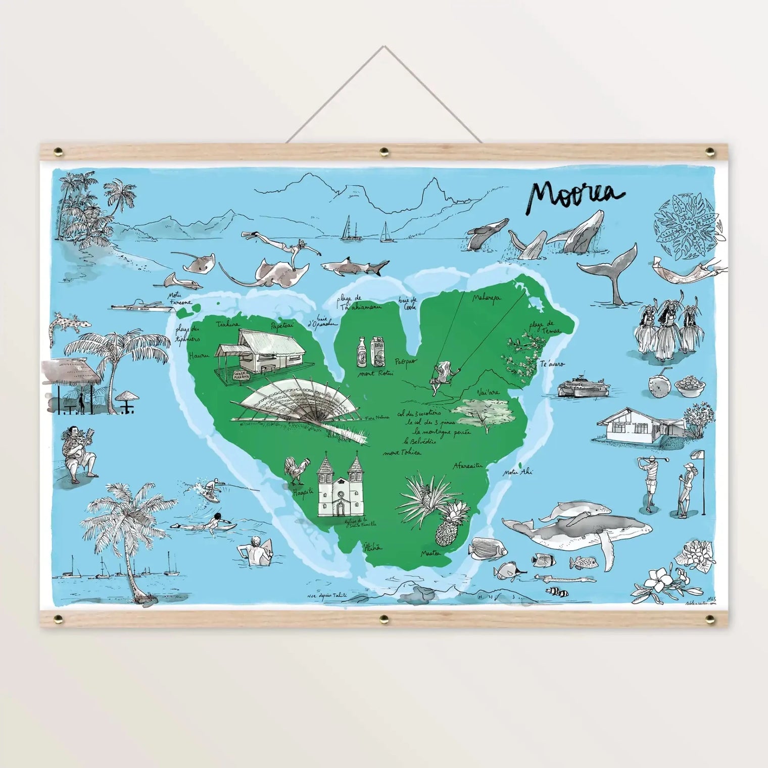 Ile de Moorea Affiche - 60 x 40 cm - Table à cartes