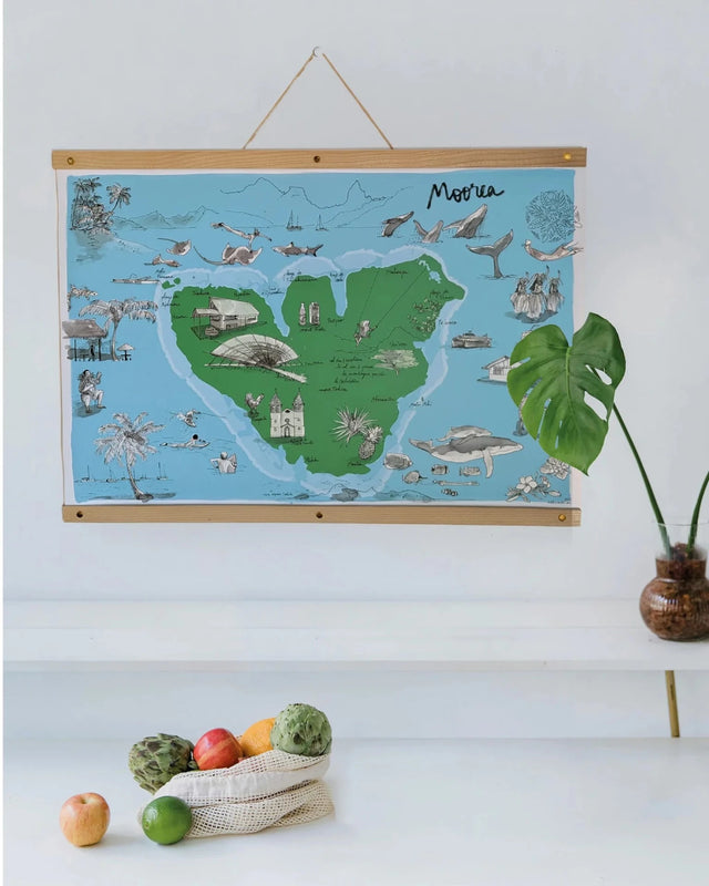 Ile de Moorea Affiche - 60 x 40 cm - Table à cartes