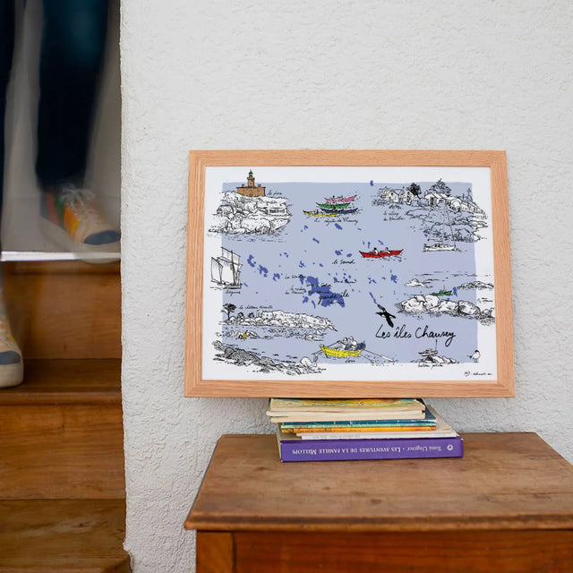 Les îles Chausey - Affiche 40 x 30 cm - Table à cartes
