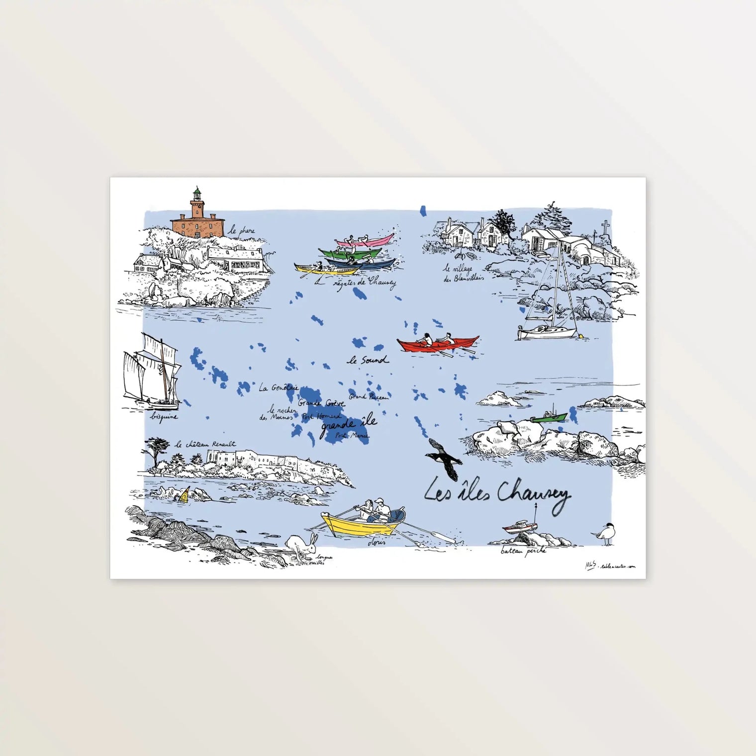 Les îles Chausey - Affiche 40 x 30 cm - Table à cartes