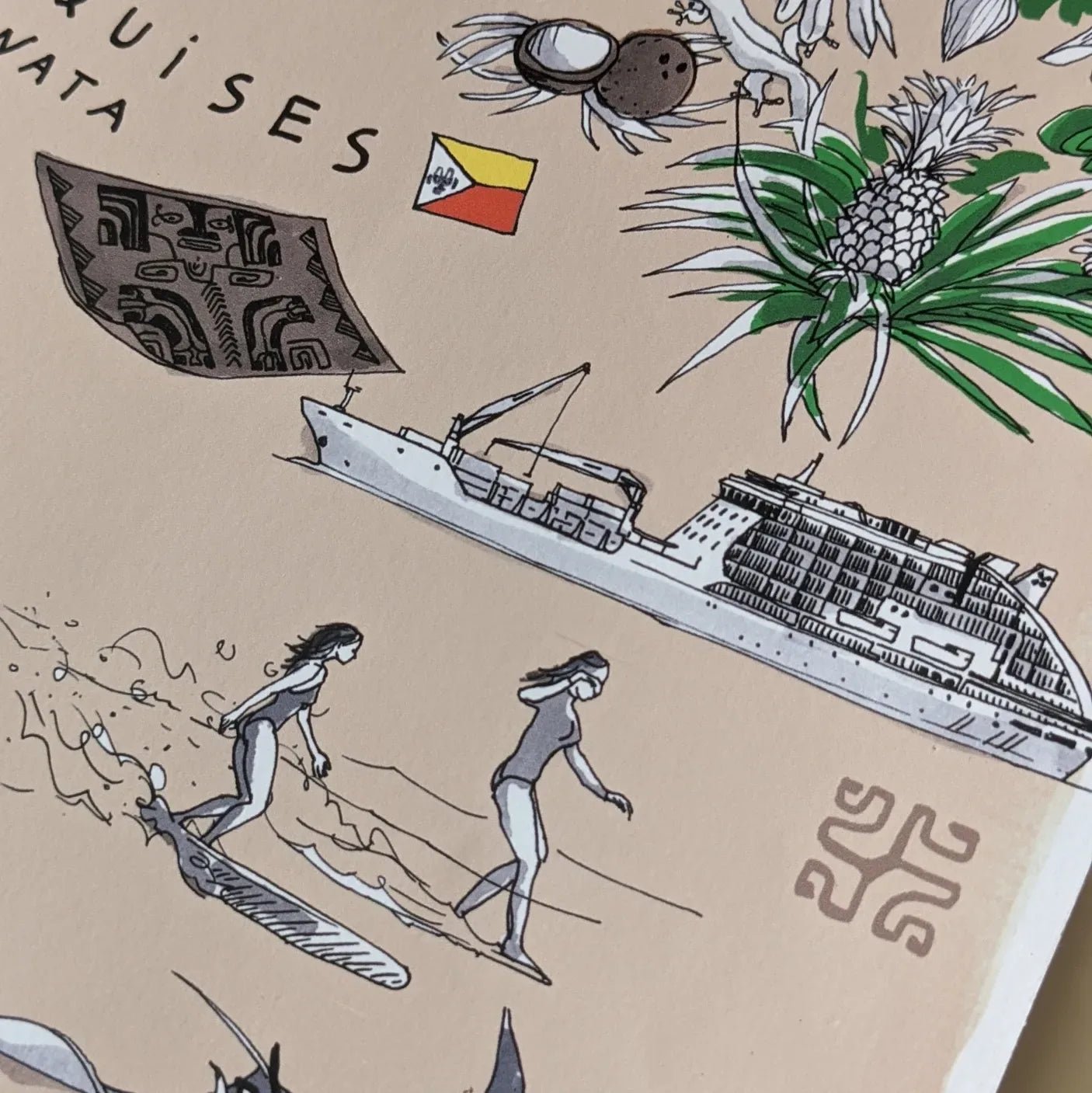 Polynesie francaise - Affiche 60 x 40 cm - Table à cartes