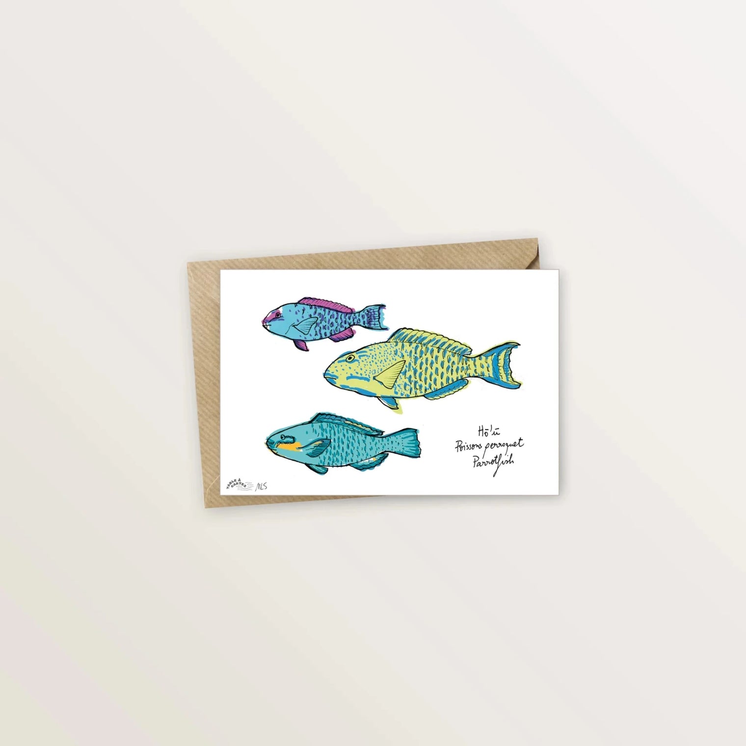 4 cartes postales animées : collection des poissons du lagon - Table à cartes