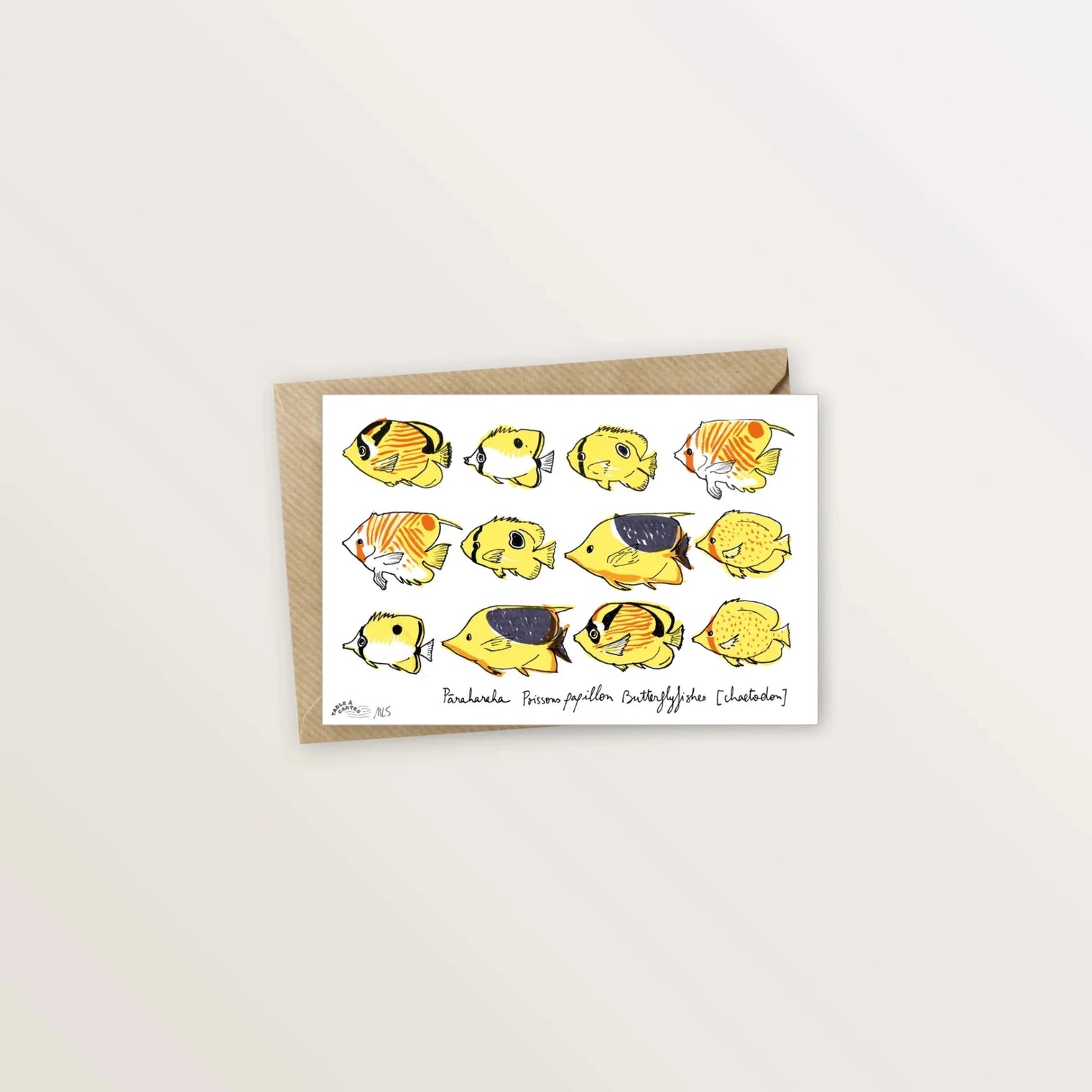 4 cartes postales animées : collection des poissons du lagon - Table à cartes