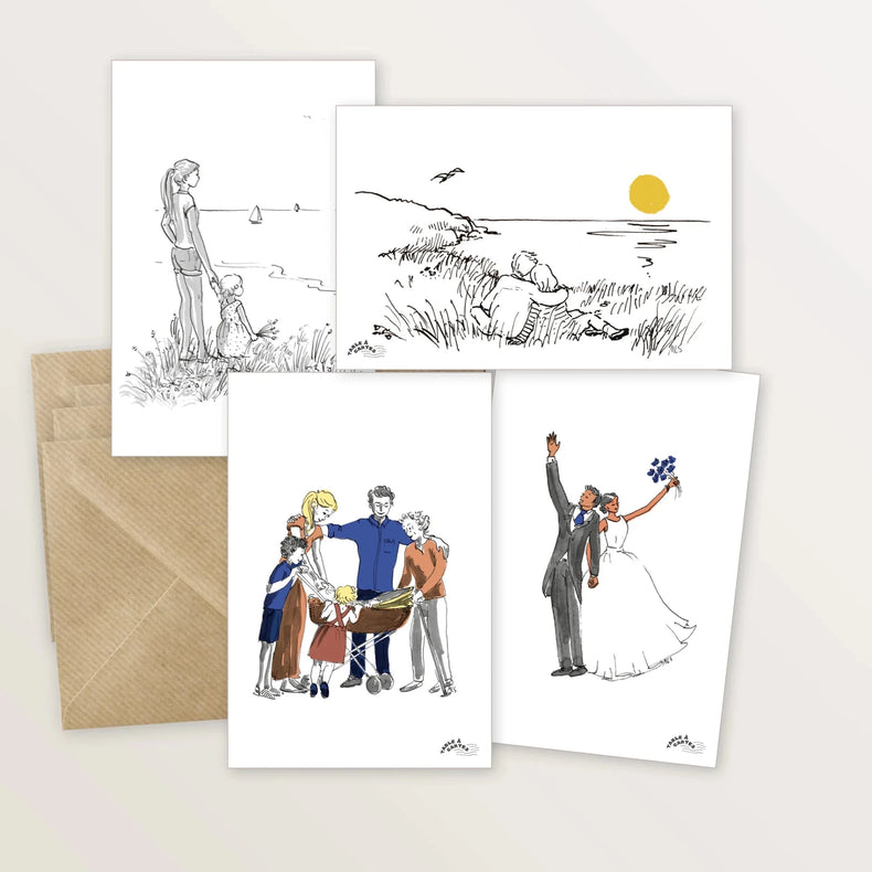 4 cartes postales pour les événements joyeux - Table à cartes
