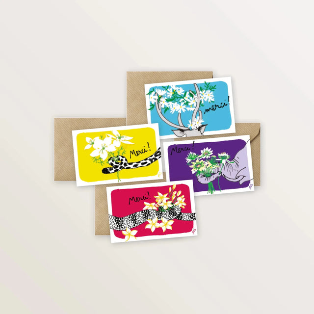 4 mini-cartes - Merci ! - Table à cartes