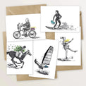 Lot de 5 cartes d'anniversaire illustrées - Livraison spéciale