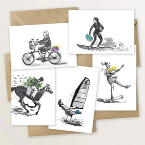 Lot de 5 cartes d'anniversaire illustrées - Livraison spéciale