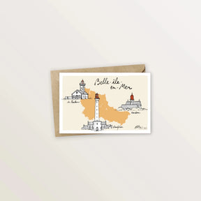 5 cartes postales : croisière dans le Morbihan - Table à cartes