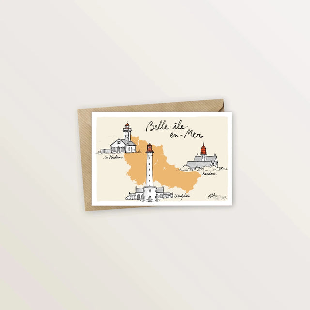 5 cartes postales : croisière dans le Morbihan - Table à cartes