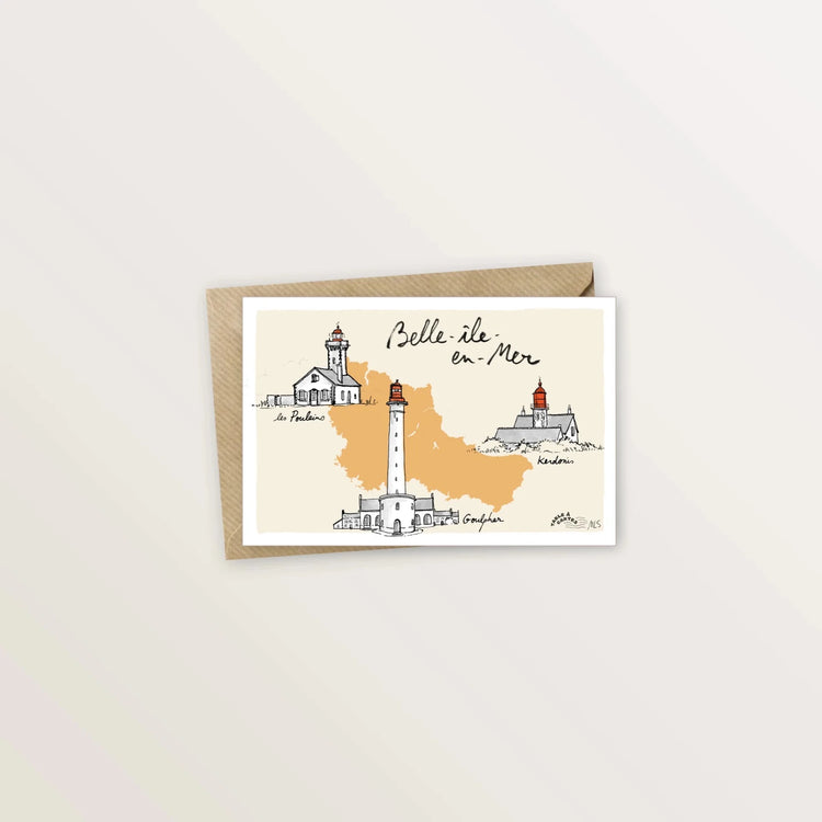 5 cartes postales : croisière dans le Morbihan - Table à cartes
