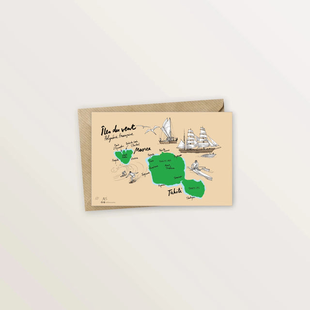 5 cartes postales : découverte de Tahiti et Moorea - Table à cartes