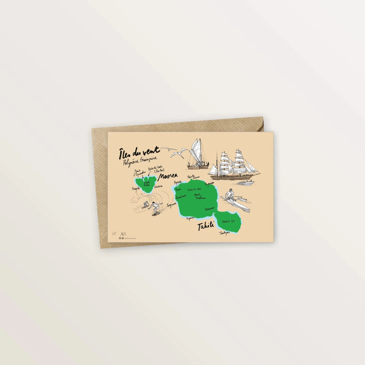 5 cartes postales : découverte de Tahiti et Moorea - Table à cartes
