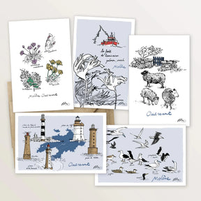 5 cartes postales des îles de Ouessant et Molène - Table à cartes