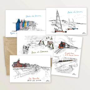 5 cartes postales : la Baie de Somme - Table à cartes
