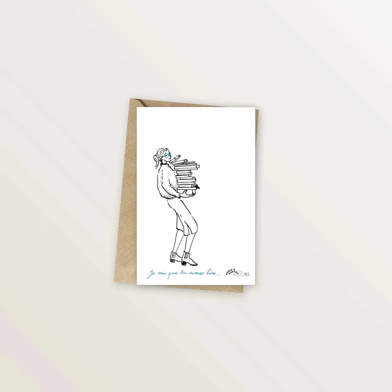 5 cartes postales : Les mots bleus - Table à cartes