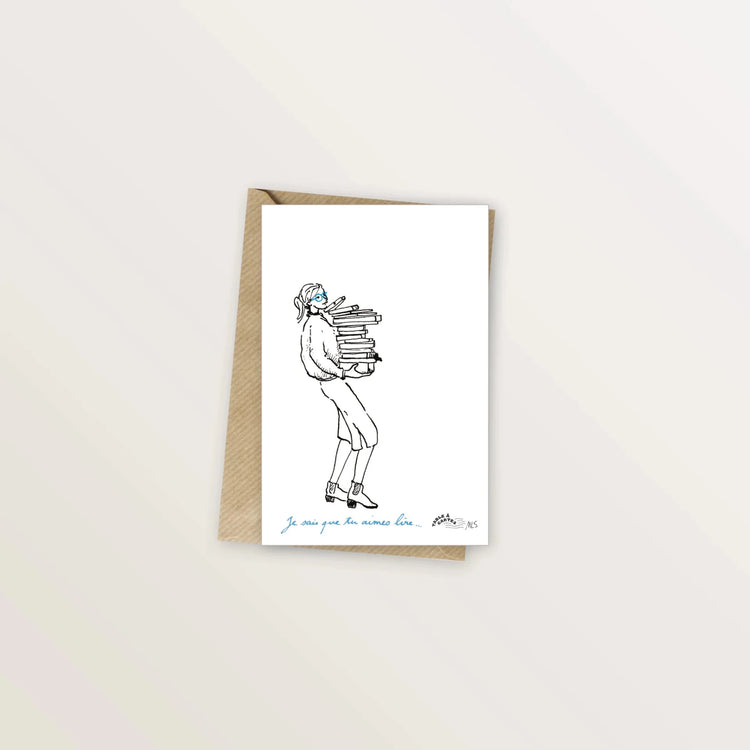 5 cartes postales : Les mots bleus - Table à cartes
