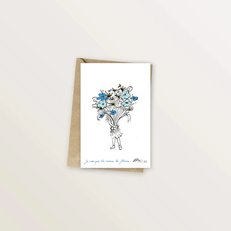 5 cartes postales : Les mots bleus - Table à cartes