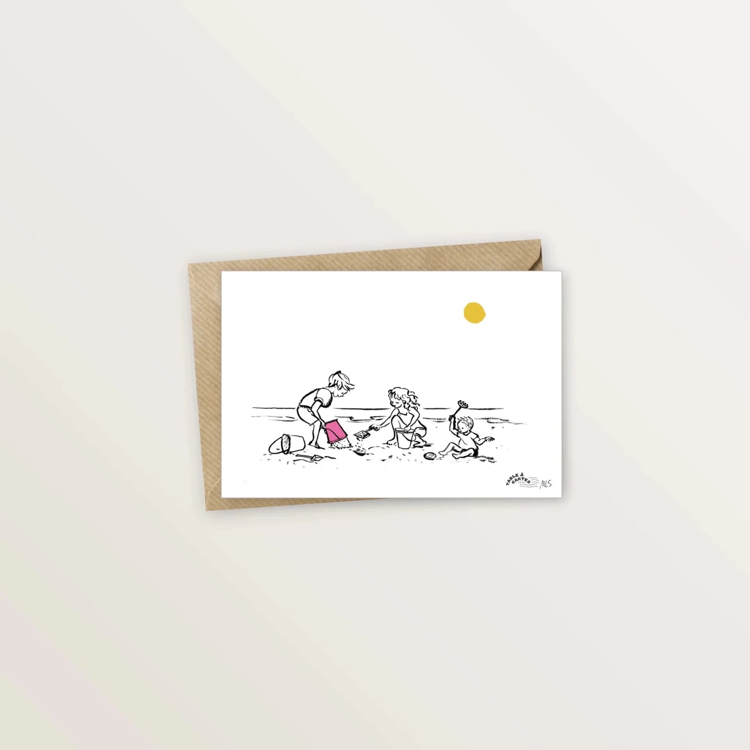 5 cartes postales : Vacances en bord de mer - Table à cartes