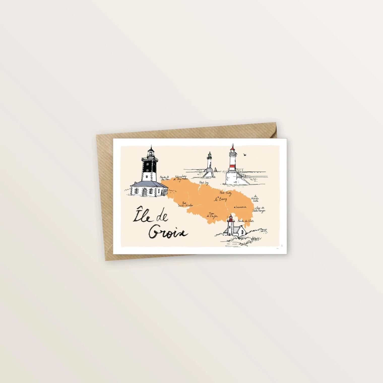 5 cartes postales : virée à Groix - Table à cartes