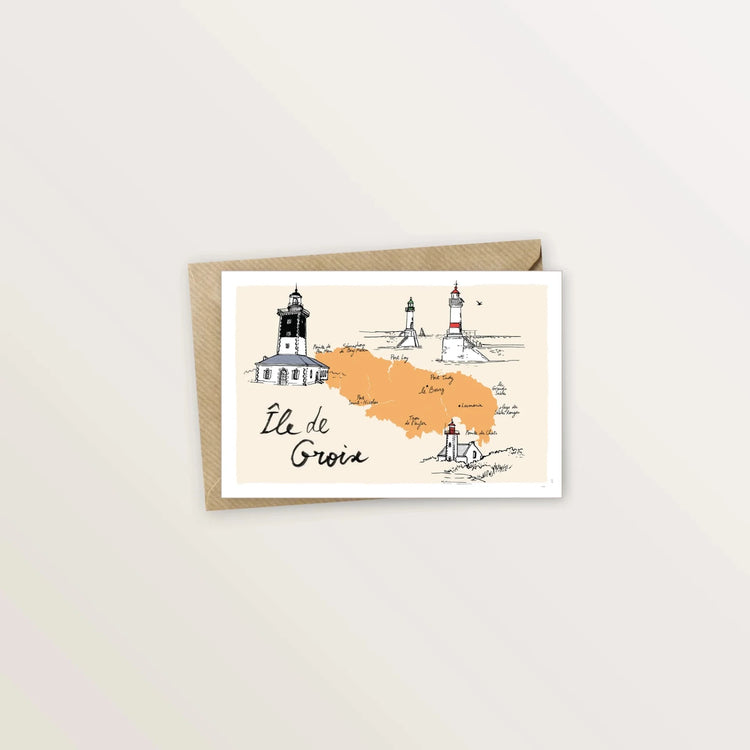 5 cartes postales : virée à Groix - Table à cartes