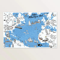 Atlantique Nord - Affiche 60 x 40 cm - Table à cartes