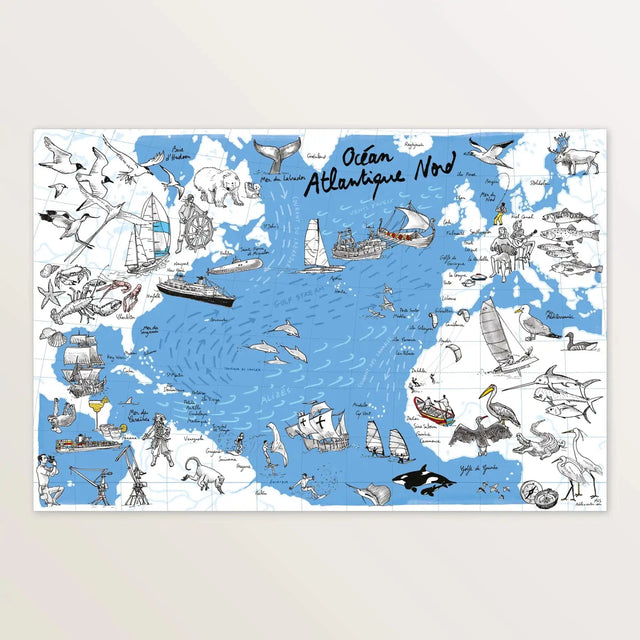 Atlantique Nord - Affiche 60 x 40 cm - Table à cartes