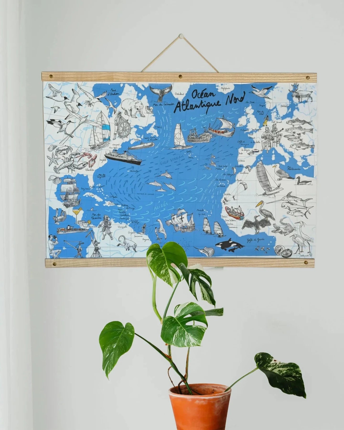Atlantique Nord - Affiche 60 x 40 cm - Table à cartes