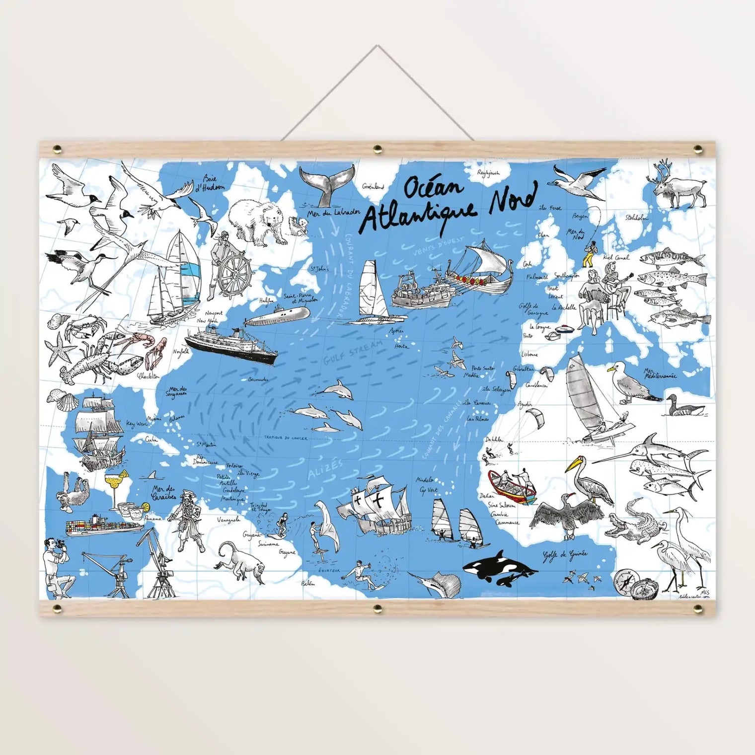 Atlantique Nord - Affiche 60 x 40 cm - Table à cartes