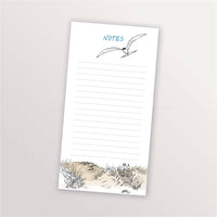 Bloc-notes magnétique « Bord de mer » : page lignée « Notes » illustrée d'une sterne et d'une dune