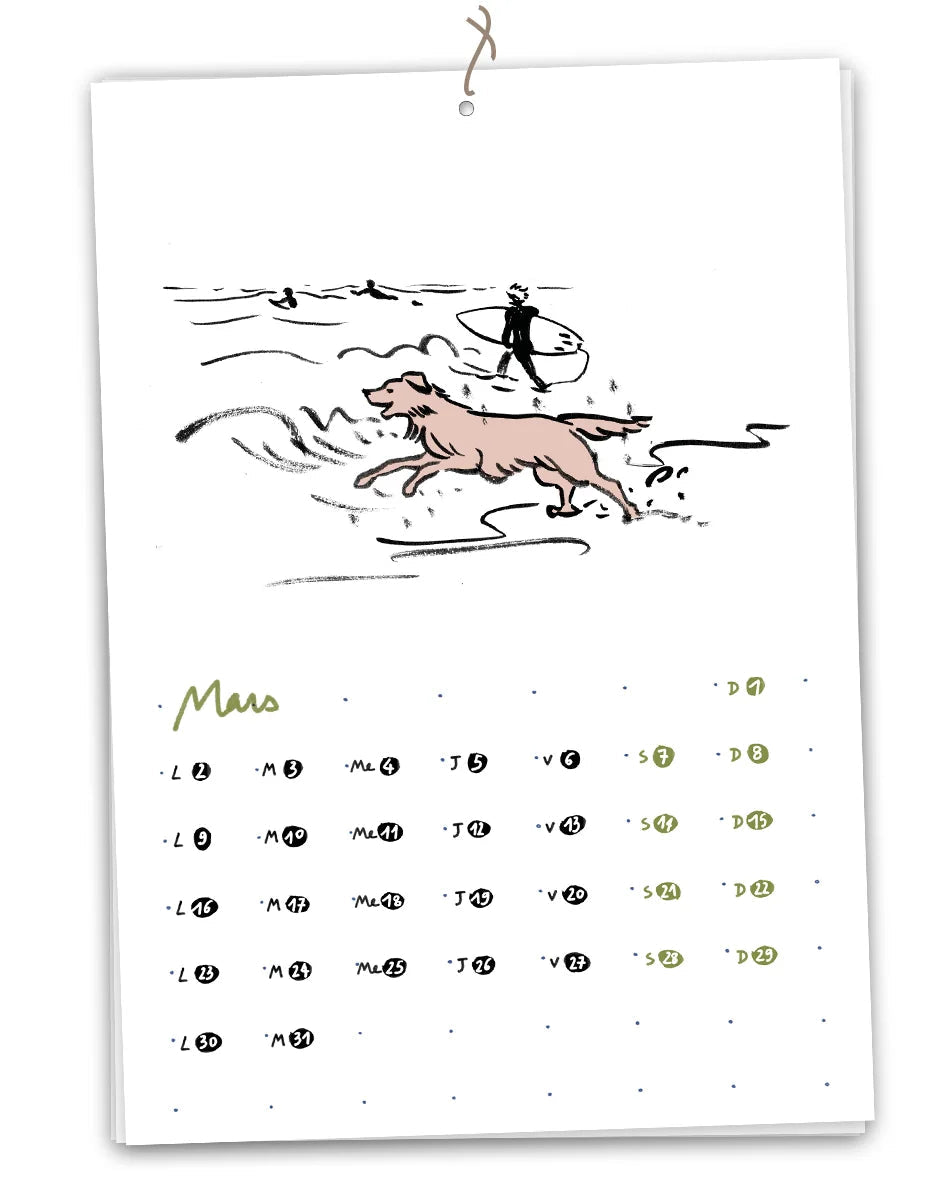 Calendrier 2026 - A la plage - Table à cartes