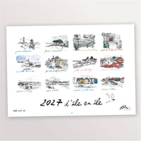 Calendrier mural 2027 illustré – D'île en île - A3