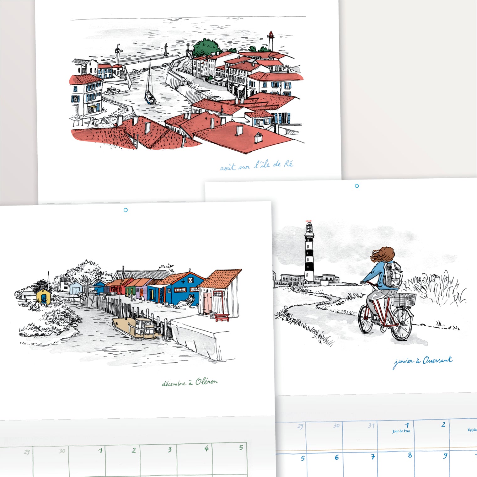 Calendrier mural 2027 illustré – D'île en île - A3