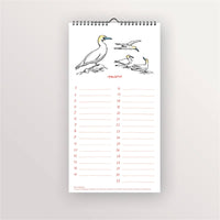 Calendrier perpétuel « Oiseaux de bord de mer » : page de mars, fous de Bassan