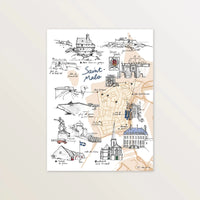 Carte de Saint-Malo intramuros - Affiche 30 x 40 cm - Table à cartes