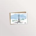Carte de vœux « Bonne année à Paris » : la tour Eiffel sous un ciel bleu aquarellé