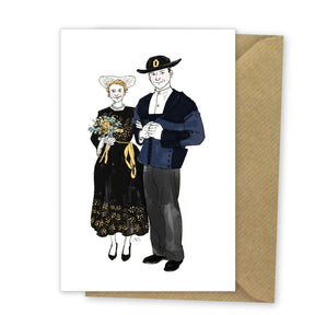 Carte de voeux double breton-bretonne - Table à cartes