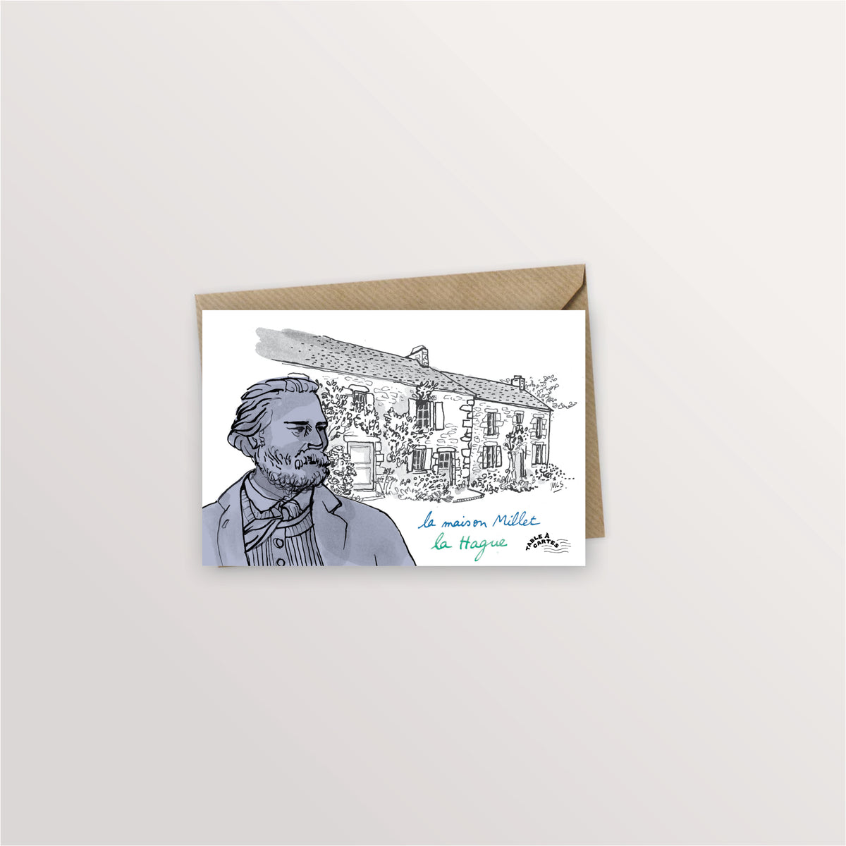 Carte postale La Hague - La maison Millet, Table à cartes
