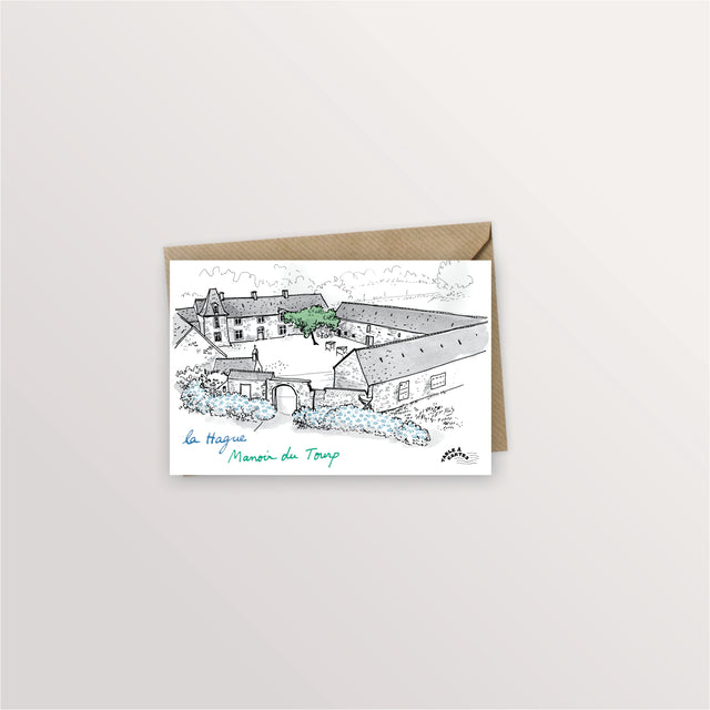 Carte postale La Hague - Le manoir du Tourp, Table à cartes