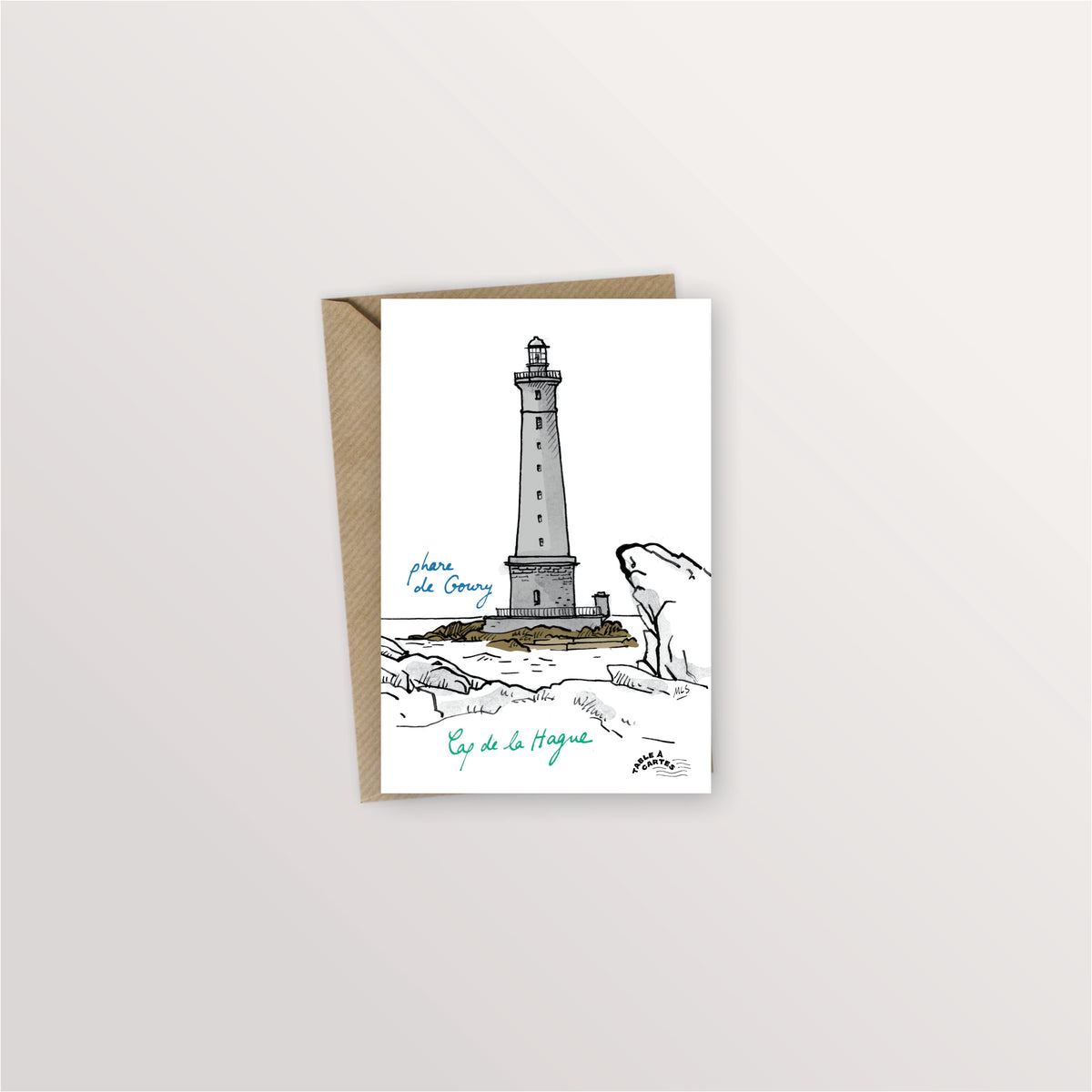 Carte postale La Hague - Le phare de Goury, Table à cartes