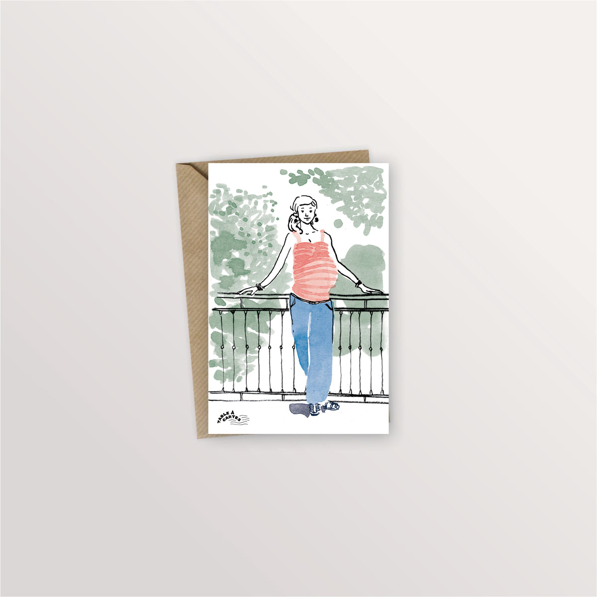Carte postale - Grossesse au balcon
