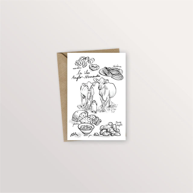 Carte postale Anglo-Normandes - Les vaches des îles Anglo-Normandes - Table à cartes