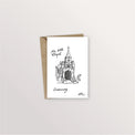 Carte postale Guernesey : la Little Chapel dessinée à l'encre, avec son enveloppe kraft